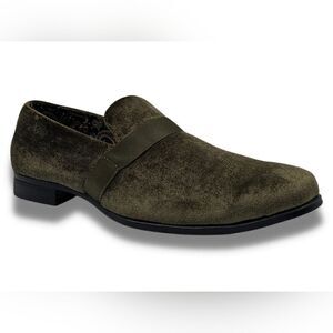 MONTIQUE MEN'S SOLID VELVET OLIVE FASHION SLIP-ON SHOE S91.